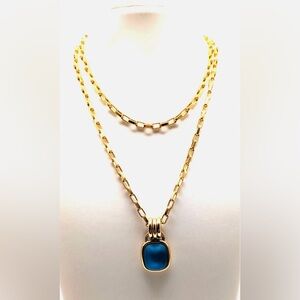Givenchy Blue Moon Gold Tone Pendant